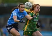 7 May 2022; Hannah Tyrrell of Dublin in action against Orlaith Duff of Meath during the TG4 Leinster Senior Ladies Football Championship Round 2 match between Dublin and Meath at Parnell Park in Dublin. Photo by Sam Barnes/Sportsfile