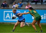 7 May 2022; Caoimhe O'Connor of Dublin in action against Niamh Gallogly of Meath during the TG4 Leinster Senior Ladies Football Championship Round 2 match between Dublin and Meath at Parnell Park in Dublin. Photo by Sam Barnes/Sportsfile