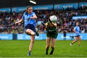 7 May 2022; Hannah Tyrrell of Dublin scores a point from play despite the efforts of Mary Kate Lynch of Meath during the TG4 Leinster Senior Ladies Football Championship Round 2 match between Dublin and Meath at Parnell Park in Dublin. Photo by Sam Barnes/Sportsfile
