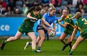 7 May 2022; Nicole Owens of Dublin in action against, from left, Bridgetta Lynch, Megan Thynne and Mary Kate Lynch of Meath during the TG4 Leinster Senior Ladies Football Championship Round 2 match between Dublin and Meath at Parnell Park in Dublin. Photo by Sam Barnes/Sportsfile