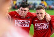 7 May 2022; Dejected Cork players Rory Maguire, left, and Steven Sherlock after the Munster GAA Football Senior Championship Semi-Final match between Cork and Kerry at Páirc Ui Rinn in Cork. Photo by Stephen McCarthy/Sportsfile