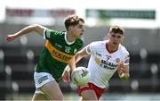 8 May 2022; Keith Evans of Kerry in action against Niall Devlin of Tyrone during the EirGrid GAA Football All-Ireland U20 Championship Semi-Final match between Kerry and Tyrone at MW Hire O'Moore Park in Portlaoise, Laois. Photo by Harry Murphy/Sportsfile