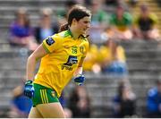 8 May 2022; Susanne White of Donegal after scoring her side's second goal during the Ulster Ladies Football Senior Championship Semi-Final match between Cavan and Donegal at St Tiernach's Park in Clones, Monaghan. Photo by Piaras Ó Mídheach/Sportsfile