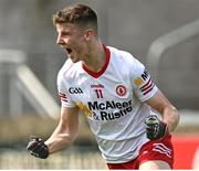 8 May 2022; Ciarán Bogue of Tyrone celebrates after scoring his side's first goal during the EirGrid GAA Football All-Ireland U20 Championship Semi-Final match between Kerry and Tyrone at MW Hire O'Moore Park in Portlaoise, Laois. Photo by Harry Murphy/Sportsfile