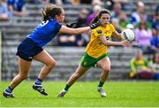 8 May 2022; Amy Boyle Carr of Donegal in action against Neasa Byrd of Cavan during the Ulster Ladies Football Senior Championship Semi-Final match between Cavan and Donegal at St Tiernach's Park in Clones, Monaghan. Photo by Piaras Ó Mídheach/Sportsfile