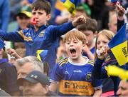 8 May 2022; Tipperary supporters celebrate a score during the Munster GAA Hurling Senior Championship Round 3 match between Limerick and Tipperary at TUS Gaelic Grounds in Limerick. Photo by Stephen McCarthy/Sportsfile