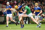 8 May 2022; Declan Hannon of Limerick in action against Conor Stakelum of Tipperary during the Munster GAA Hurling Senior Championship Round 3 match between Limerick and Tipperary at TUS Gaelic Grounds in Limerick. Photo by Stephen McCarthy/Sportsfile