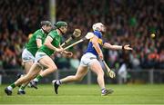 8 May 2022; Michael Breen of Tipperary in action against William O'Donoghue and Declan Hannon, left, of Limerick during the Munster GAA Hurling Senior Championship Round 3 match between Limerick and Tipperary at TUS Gaelic Grounds in Limerick. Photo by Stephen McCarthy/Sportsfile