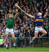 8 May 2022; Dan Morrisey of Limerick in action against Michael Breen of Tipperary during the Munster GAA Hurling Senior Championship Round 3 match between Limerick and Tipperary at TUS Gaelic Grounds in Limerick. Photo by Ray McManus/Sportsfile
