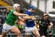 8 May 2022; Conor Bowe of Tipperary is tackled by Kyle Hayes of Limerick during the Munster GAA Hurling Senior Championship Round 3 match between Limerick and Tipperary at TUS Gaelic Grounds in Limerick. Photo by Ray McManus/Sportsfile