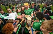 8 May 2022; Oisín O'Reilly of Limerick with supporters after the Munster GAA Hurling Senior Championship Round 3 match between Limerick and Tipperary at TUS Gaelic Grounds in Limerick. Photo by Stephen McCarthy/Sportsfile