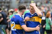8 May 2022; Dillon Quirke, right, and Ger Browne of Tipperary after the Munster GAA Hurling Senior Championship Round 3 match between Limerick and Tipperary at TUS Gaelic Grounds in Limerick. Photo by Stephen McCarthy/Sportsfile