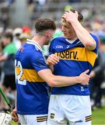 8 May 2022; Dillon Quirke, right, and Ger Browne of Tipperary after the Munster GAA Hurling Senior Championship Round 3 match between Limerick and Tipperary at TUS Gaelic Grounds in Limerick. Photo by Stephen McCarthy/Sportsfile