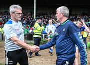 8 May 2022; The Tipperary and Limerick managers, Colm Bonnar and John Kiely, shake hands after the Munster GAA Hurling Senior Championship Round 3 match between Limerick and Tipperary at TUS Gaelic Grounds in Limerick. Photo by Ray McManus/Sportsfile