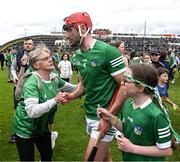 8 May 2022; Barry Nash of Limerick is congratulated by supporters after the Munster GAA Hurling Senior Championship Round 3 match between Limerick and Tipperary at TUS Gaelic Grounds in Limerick. Photo by Ray McManus/Sportsfile