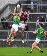 8 May 2022; Donal Wrynn of Leitrim and Cillian McDaid of Galway contest a kick out during the Connacht GAA Football Senior Championship Semi-Final match between Galway and Leitrim at Pearse Stadium in Galway. Photo by Brendan Moran/Sportsfile