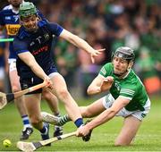 8 May 2022; Conor Boylan of Limerick shoots to score his side's second goal past Tipperary goalkeeper Brian Hogan during the Munster GAA Hurling Senior Championship Round 3 match between Limerick and Tipperary at TUS Gaelic Grounds in Limerick. Photo by Stephen McCarthy/Sportsfile