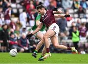 8 May 2022; Cillian McDaid of Galway is tackled by Pearce Dolan of Leitrim during the Connacht GAA Football Senior Championship Semi-Final match between Galway and Leitrim at Pearse Stadium in Galway. Photo by Brendan Moran/Sportsfile
