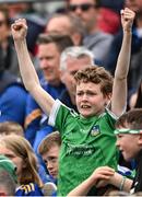 8 May 2022; A Limerick supporter celebrates a score during the Munster GAA Hurling Senior Championship Round 3 match between Limerick and Tipperary at TUS Gaelic Grounds in Limerick. Photo by Stephen McCarthy/Sportsfile