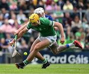 8 May 2022; Cathal O'Neill of Limerick is tackled by Ger Browne of Tipperary during the Munster GAA Hurling Senior Championship Round 3 match between Limerick and Tipperary at TUS Gaelic Grounds in Limerick. Photo by Ray McManus/Sportsfile