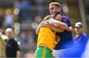 8 May 2022; Killian Clarke of Cavan and Michael Murphy of Donegal tussle off the ball during the Ulster GAA Football Senior Championship Semi-Final match between Cavan and Donegal at St Tiernach's Park in Clones, Monaghan. Photo by Piaras Ó Mídheach/Sportsfile
