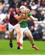 8 May 2022; Seán Kelly of Galway is tackled by Donal Casey of Leitrim during the Connacht GAA Football Senior Championship Semi-Final match between Galway and Leitrim at Pearse Stadium in Galway. Photo by Brendan Moran/Sportsfile