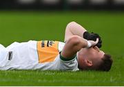 8 May 2022; Leitrim goalkeeper Brendan Flynn awaits medical attention for a finger injury during the Connacht GAA Football Senior Championship Semi-Final match between Galway and Leitrim at Pearse Stadium in Galway. Photo by Brendan Moran/Sportsfile
