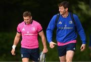 9 May 2022; Ryan Baird, right, and Jordan Larmour during a Leinster rugby squad training session at UCD in Dublin. Photo by Harry Murphy/Sportsfile