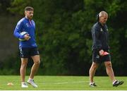 9 May 2022; Hugo Keenan and senior coach Stuart Lancasterduring a Leinster rugby squad training session at UCD in Dublin. Photo by Harry Murphy/Sportsfile
