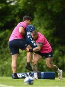 9 May 2022; Andrew Porter, right, and Thomas Clarkson during a Leinster rugby squad training session at UCD in Dublin. Photo by Harry Murphy/Sportsfile