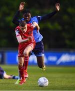 6 May 2022; Daniel Kelly of Dundalk and Eric Yoro of UCD during the SSE Airtricity League Premier Division match between UCD and Dundalk at UCD Bowl in Belfield, Dublin. Photo by Ben McShane/Sportsfile