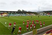 9 May 2022; Sligo Rovers players warm up before the SSE Airtricity League Premier Division match between Shamrock Rovers and Sligo Rovers at Tallaght Stadium in Dublin. Photo by Harry Murphy/Sportsfile