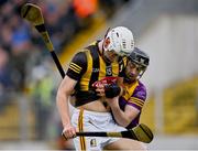 9 May 2022; Ted Dunne of Kilkenny in action against AJ Redmond of Wexford during the oneills.com Leinster GAA Hurling U20 Championship Final match between Wexford and Kilkenny at Netwatch Cullen Park in Carlow. Photo by Piaras Ó Mídheach/Sportsfile