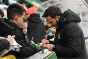 9 May 2022; Shamrock Rovers manager Stephen Bradley signs autographs before the SSE Airtricity League Premier Division match between Shamrock Rovers and Sligo Rovers at Tallaght Stadium in Dublin. Photo by Harry Murphy/Sportsfile