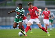 9 May 2022; Nando Pijnaker of Sligo Rovers in action against Aidomo Emakhu of Shamrock Rovers during the SSE Airtricity League Premier Division match between Shamrock Rovers and Sligo Rovers at Tallaght Stadium in Dublin. Photo by Harry Murphy/Sportsfile