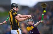 9 May 2022; Paddy Langton of Kilkenny in action against Corey Byrne Dunbar of Wexford during the oneills.com Leinster GAA Hurling U20 Championship Final match between Wexford and Kilkenny at Netwatch Cullen Park in Carlow. Photo by Piaras Ó Mídheach/Sportsfile
