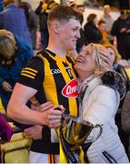 9 May 2022; Kilkenny captain Padraig Moylan celebrates with his mother Catherine after his side's victory in the oneills.com Leinster GAA Hurling U20 Championship Final match between Wexford and Kilkenny at Netwatch Cullen Park in Carlow. Photo by Piaras Ó Mídheach/Sportsfile