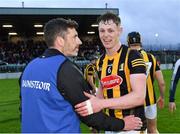 9 May 2022; Kilkenny captain Padraig Moylan with his manager Derek Lyng after their side's victory in the oneills.com Leinster GAA Hurling U20 Championship Final match between Wexford and Kilkenny at Netwatch Cullen Park in Carlow. Photo by Piaras Ó Mídheach/Sportsfile