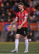 9 May 2022; Jamie McGonigle of Derry City during the SSE Airtricity League Premier Division match between Derry City and St Patrick's Athletic at The Ryan McBride Brandywell Stadium in Derry. Photo by Ramsey Cardy/Sportsfile