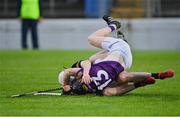 9 May 2022; David Codd of Wexford and James Walsh of Kilkenny tussle off the ball during the oneills.com Leinster GAA Hurling U20 Championship Final match between Wexford and Kilkenny at Netwatch Cullen Park in Carlow. Photo by Piaras Ó Mídheach/Sportsfile