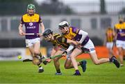 9 May 2022; Billy Drennan of Kilkenny in action against Eoin Ryan of Wexford during the oneills.com Leinster GAA Hurling U20 Championship Final match between Wexford and Kilkenny at Netwatch Cullen Park in Carlow. Photo by Piaras Ó Mídheach/Sportsfile