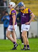 9 May 2022; Wexford players Joe Barrett, right, and Jack Redmond after their side's defeat in the oneills.com Leinster GAA Hurling U20 Championship Final match between Wexford and Kilkenny at Netwatch Cullen Park in Carlow. Photo by Piaras Ó Mídheach/Sportsfile