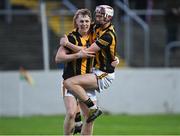 9 May 2022; Kilkenny players Padraig Moylan, left, and Niall Rowe celebrate after their side's victory in the oneills.com Leinster GAA Hurling U20 Championship Final match between Wexford and Kilkenny at Netwatch Cullen Park in Carlow. Photo by Piaras Ó Mídheach/Sportsfile