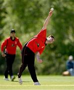 10 May 2022; Fionn Hand of Munster Reds bowls during the Cricket Ireland Inter-Provincial Cup match between Leinster Lightning and Munster Reds at Pembroke Cricket Club in Dublin. Photo by Sam Barnes/Sportsfile