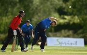 10 May 2022; Barry McCarthy of Leinster Lightning bowls during the Cricket Ireland Inter-Provincial Cup match between Leinster Lightning and Munster Reds at Pembroke Cricket Club in Dublin. Photo by Sam Barnes/Sportsfile
