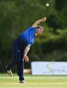 10 May 2022; Gavin Hoey of Leinster Lightning bowls during the Cricket Ireland Inter-Provincial Cup match between Leinster Lightning and Munster Reds at Pembroke Cricket Club in Dublin. Photo by Sam Barnes/Sportsfile