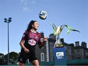 11 May 2022; Chloe Singleton of Galway WFC pictured at the launch of the Football Association of Ireland (FAI) and SSE Airtricity’s sustainability drive for Irish football with Mark Scanlon of the FAI and Áine Plunkett of SSE Airtricity. The sustainability drive is aimed at improving the environmental footprint of Irish football across the country. The #DifferentLeague initiative will see every club across the leagues given access to internationally recognised sustainability accreditation experts GreenCode. Photo by David Fitzgerald/Sportsfile