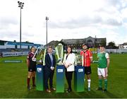 11 May 2022; League of Ireland Director Mark Scanlon and Lead Marketing Manager of SSE Airtricity Áine Plunkett, with footballers, from left, Chloe Singleton of Galway WFC, Will Patching of Derry City and Cian Murphy of Cork City pictured at the launch of the Football Association of Ireland (FAI) and SSE Airtricity’s sustainability drive for Irish football with Mark Scanlon of the FAI and Áine Plunkett of SSE Airtricity. The sustainability drive is aimed at improving the environmental footprint of Irish football across the country. The #DifferentLeague initiative will see every club across the leagues given access to internationally recognised sustainability accreditation experts GreenCode. Photo by David Fitzgerald/Sportsfile