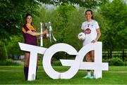 11 May 2022; Roisin Murphy of Wexford, left, and Grace Clifford of Kildare at the Leinster LGFA Captain's Evening at the Johnstown Estate in Enfield before they meet in the 2022 TG4 Leinster LGFA Intermediate Football Championship Final next Sunday. Photo by Brendan Moran/Sportsfile