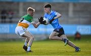 11 May 2022; Luke O’Boyle of Dublin in action against Padraig McLoughlin of Offaly during the Electric Ireland Leinster GAA Minor Football Championship Semi-Final match between Dublin and Offaly at Parnell Park in Dublin. Photo by Seb Daly/Sportsfile
